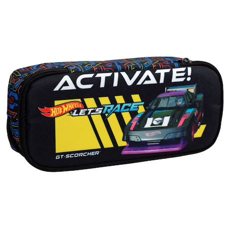 Garçon-Accessoires-Cartable, trousse-Trousse zippée hot wheels en tissu imprimé voiture de course gt-scorcher