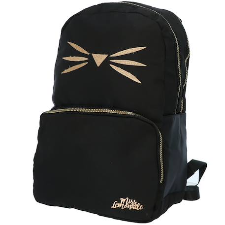 Sac à dos fille miss lemonade tissu synthétique motif chat Noir / doré 1 - vertbaudet enfant 