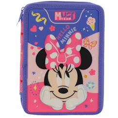 Trousse remplie 2 compartiments tissu imprimé hello minnie 21 cm  - vertbaudet enfant