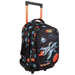 Sac à roulettes scolaire garçon 3 compartiments vaisseau spatial 45 cm  - vertbaudet enfant