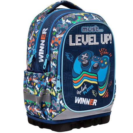 Garçon-Accessoires-Cartable, trousse-Sac à dos gamer winner level up avec base rigide 43cm