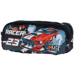 Trousse double compartiment textile imprimée voiture de course  - vertbaudet enfant