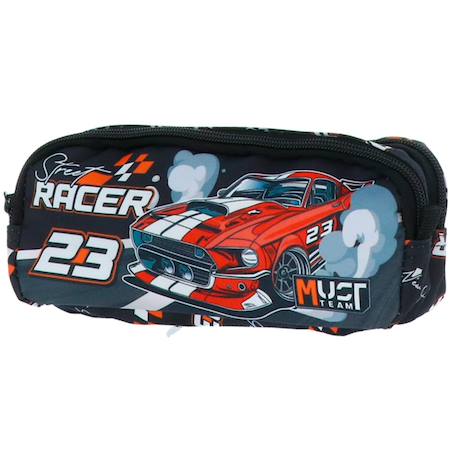 Garçon-Accessoires-Cartable, trousse-Trousse double compartiment textile imprimée voiture de course