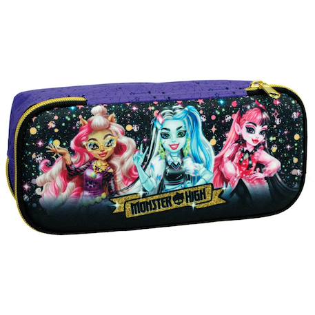 Garçon-Trousse fille monster high 23 cm tissu imprimé brillant 2 compartiments