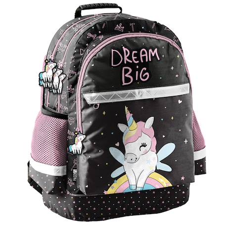 Fille-Accessoires-Cartable, trousse-Sac à dos scolaire licorne dream big 2 compartiments 42 cm