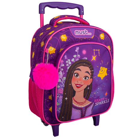 Fille-Sac à dos à roulettes maternelle fille - disney asha wish - compact