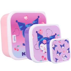 Puériculture-Repas-Boite à goûter sanrio kuromi fresh bites lot de 3 en pvc carrées