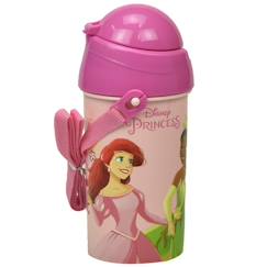 Puériculture-Repas-Bouteille d eau 500 ml disney princesses en pvc avec paille et dragonne disney princess