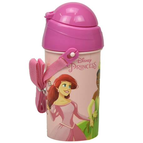 Bouteille d eau fille 500 ml disney princesses en pvc avec paille et dragonne disney princess Rose fluo 1 - vertbaudet enfant 