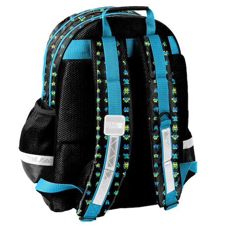 Sac à dos scolaire garçon motif gaming matière synthétique brillante Noir / bleu / vert 2 - vertbaudet enfant 