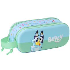 Trousse double compartiment 3d semi-rigide bluey 21 cm  - vertbaudet enfant