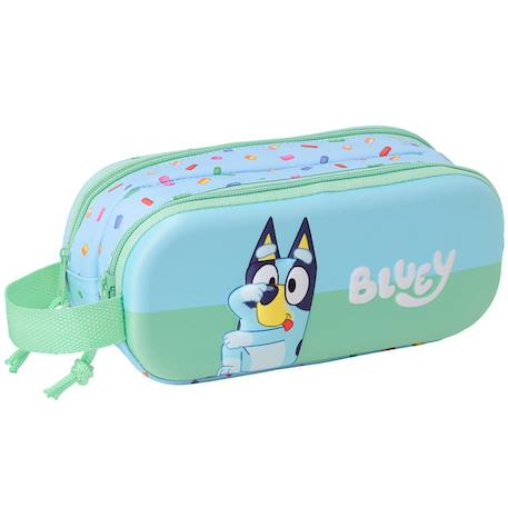Garçon-Accessoires-Cartable, trousse-Trousse double compartiment 3d semi-rigide bluey 21 cm