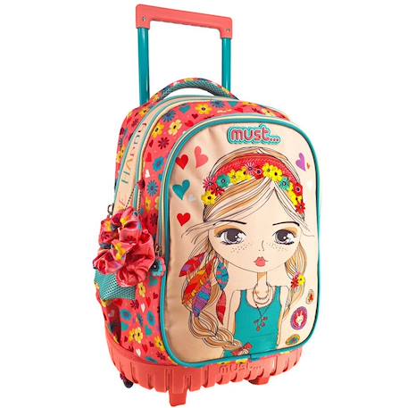 Garçon-Accessoires-Cartable, trousse-Sac à dos à roulettes girl flower must be happy 45 cm trolley