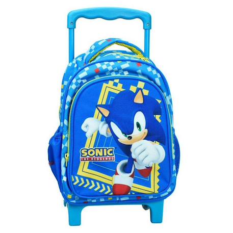 Sac à roulettes maternelle sonic lhérisson 30 cm Bleu / jaune / blanc 1 - vertbaudet enfant 