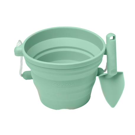 Seau pliable en silicone avec truelle – jouet de jardin et de plage souple et coloré bleu pastel+Light dusty purple+Midnight blue+Sage green+Vert menthe 11 - vertbaudet enfant 