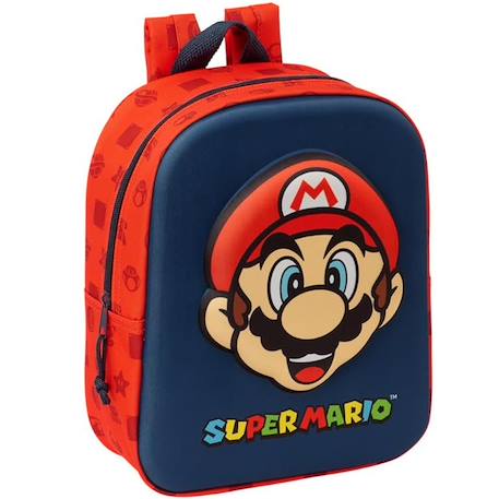 Sac à dos garçon safta super mario 3d moulé en tissu synthétique Blanc / bleu / bleu 1 - vertbaudet enfant 