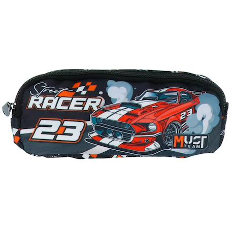 Trousse double compartiment textile imprimée voiture de course Bleu marine 2 - vertbaudet enfant 