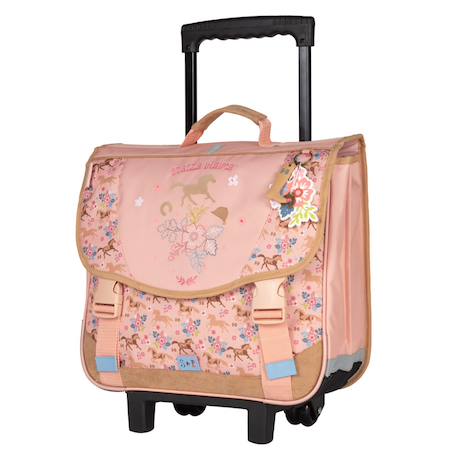 Cartable trolley scolaire galop imprimé chevaux stalla bianca 38 cm Rose pâle 1 - vertbaudet enfant 