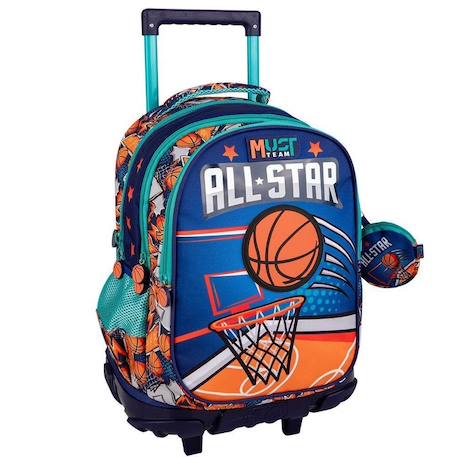 Garçon-Accessoires-Cartable, trousse-Sac à dos chariot 45 cm nba all star – 3 compartiments zippés