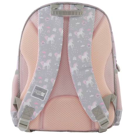 Sac à dos scolaire fille pailleté paso avec poche transparente confettis Blanc / rose / clair / bleu 2 - vertbaudet enfant 