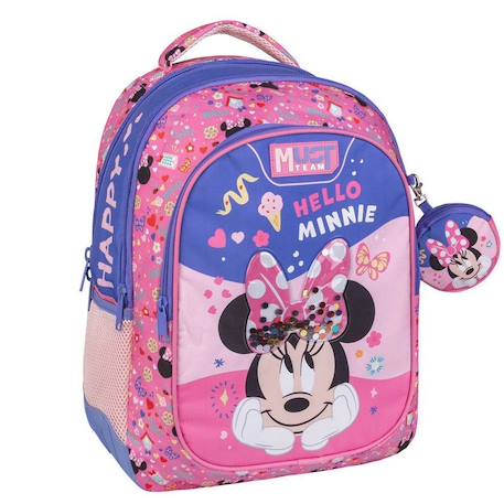 Sac à dos fille minnie hello besties en textile résistant Rose / noir / blanc / gris 1 - vertbaudet enfant 