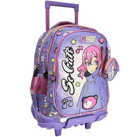 Sac à roulettes manga must so cute 3 compartiments 45 cm Violet foncé 1 - vertbaudet enfant 