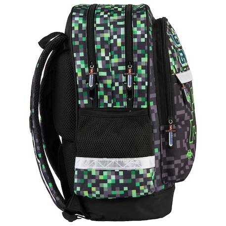 Sac à dos enfant garçon arcade game motif pixel alien 2 compartiments 41 cm Noir / vert / gris 3 - vertbaudet enfant 