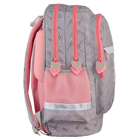 Sac à dos scolaire fille chaton 'you are awesome' avec 2 compartiments 41 cm Blanc / rose / gris 3 - vertbaudet enfant 