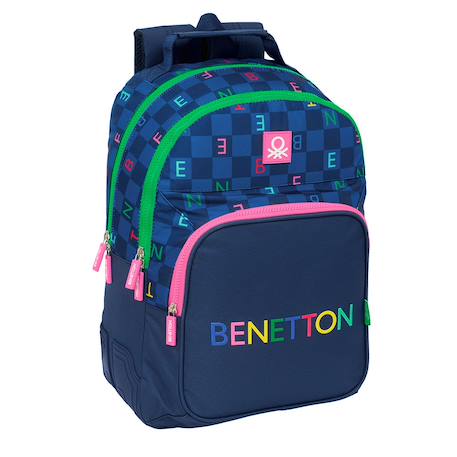 Garçon-Accessoires-Cartable, trousse-Sac à dos scolaire benetton damero 42 cm – 2 compartiments zippés benetton