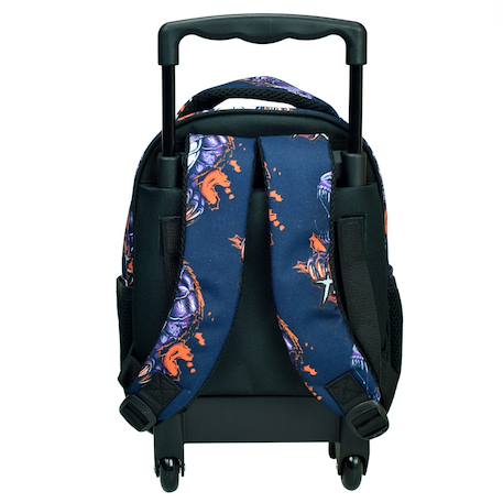 Sac à dos trolley garçon motif t-rex en tissu Bleu marine/orange fluo 3 - vertbaudet enfant 
