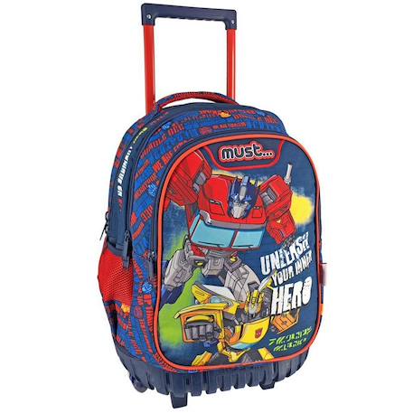 Sac à dos trolley garçon 3 compartiments avec base rigide transformers hero 45 cm Bleu / rouge 1 - vertbaudet enfant 