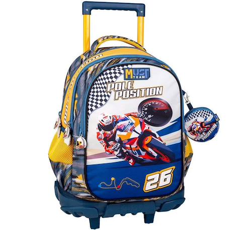 Garçon-Accessoires-Cartable, trousse-Sac à dos à roulettes moto pole position 45 cm - trolley scolaire