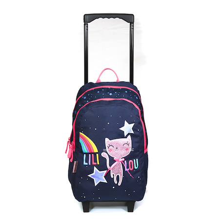 Sac à dos à roulettes lililou le chat ciel 45 cm trolley haut de gamme - cartable Multicolore 4 - vertbaudet enfant 