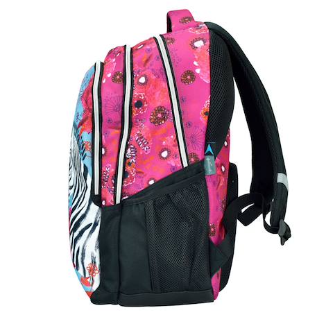 Sac à dos scolaire fille hallmark motif zèbre 48 cm Noir / rose / bleu 4 - vertbaudet enfant 
