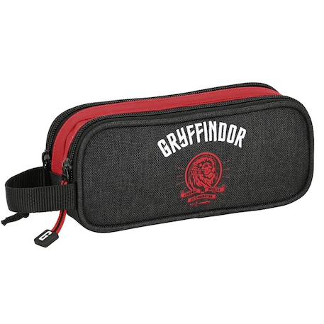 Trousse garçon rectangulaire en tissu toile 2 compartiments harry potter Noir / rouge 1 - vertbaudet enfant 