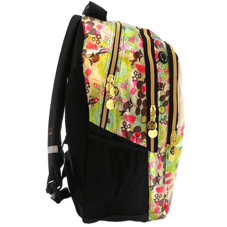 Sac à dos scolaire fille en tissu métallisé motif floral hallmark Blanc / doré / bleu 4 - vertbaudet enfant 