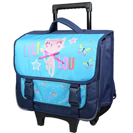 Cartable à roulettes lililou chat 38 cm trolley haut de gamme Multicolore 1 - vertbaudet enfant 