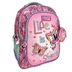Sac à dos scolaire imprimé papillons life is sweet 43 cm  - vertbaudet enfant