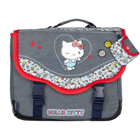 Hello kitty - cartable scolaire 38 cm kiss kiss - gris/rouge - 2 compartiments - primaire Gris 2 - vertbaudet enfant 