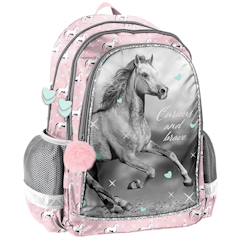 Sac à dos scolaire fille cheval "curious and brave" avec 2 compartiments 38 cm  - vertbaudet enfant