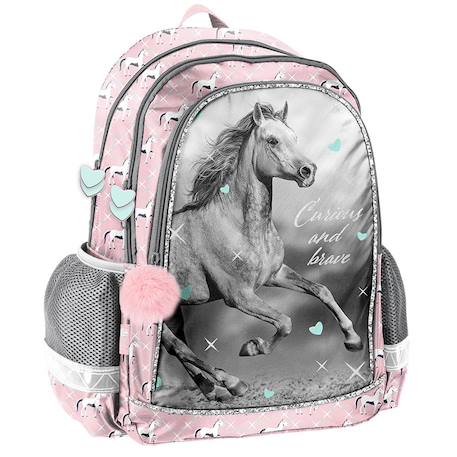 Fille-Accessoires-Sac à dos scolaire fille cheval "curious and brave" avec 2 compartiments 38 cm