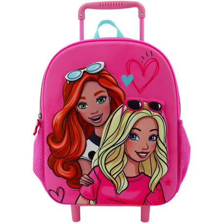 Sac à dos à roulettes fille - effet brillant 3d - barbie licence officielle Multicolore 3 - vertbaudet enfant 