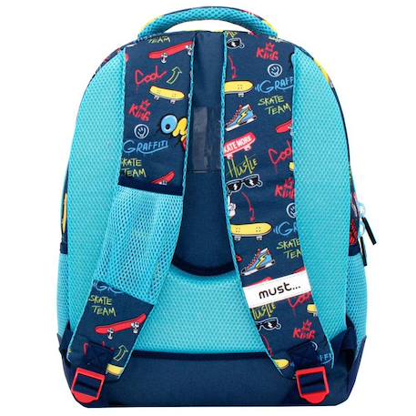 Sac à dos garçon cmp polyester motifs skate robuste et rembourré Bleu marine/gris froid 2 - vertbaudet enfant 
