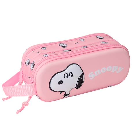 Trousse fille snoopy tête 3d motif peanuts 2 compartiments Rose 1 - vertbaudet enfant 