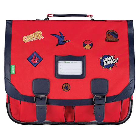 Cartable mae 41 cm 2 compartiments bandes réfléchissantes polyester recyclé Rouge 1 - vertbaudet enfant 