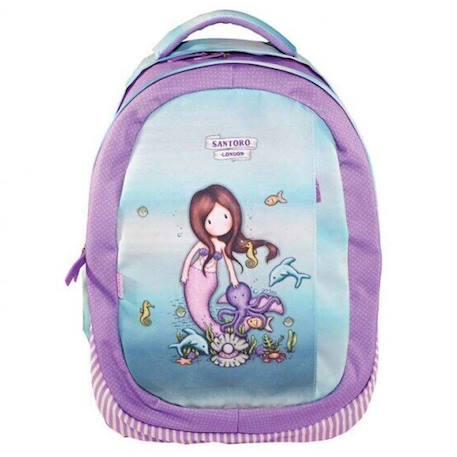 Sac à dos fille 2-en-1 à motif 44 cm Bleu / violet+Pêche+Rose/multicolore 4 - vertbaudet enfant 