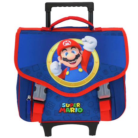 Cartable à roulettes super mario bros - 2 compartiments 41 cm Bleu / rouge 2 - vertbaudet enfant 