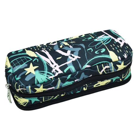 Trousse emoji double zip à motifs graffiti 23 cm Noir / jaune / gris 3 - vertbaudet enfant 