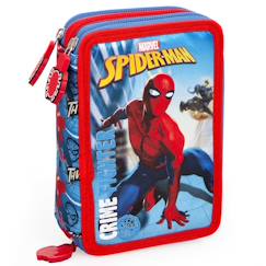 Trousse remplie à 3 compartiments zippés spider-man 20 cm  - vertbaudet enfant