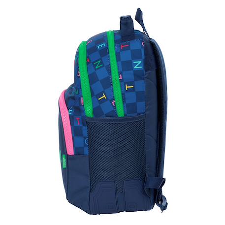Sac à dos scolaire benetton damero 42 cm – 2 compartiments zippés benetton Bleu / jaune / bleu 2 - vertbaudet enfant 